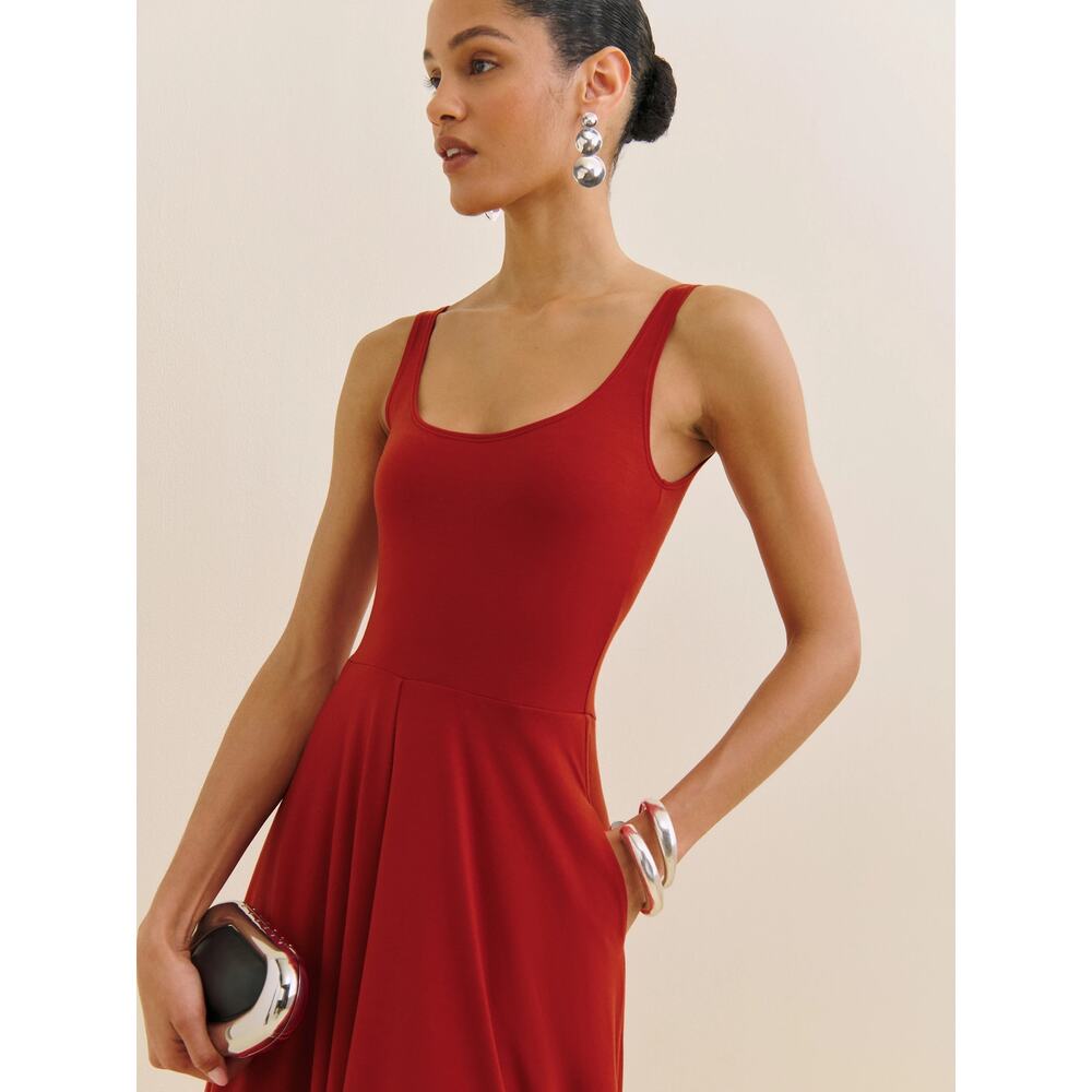 Reformation Rou Knit Midi Dress in Sundried Tomato - Picture 2 of 9
